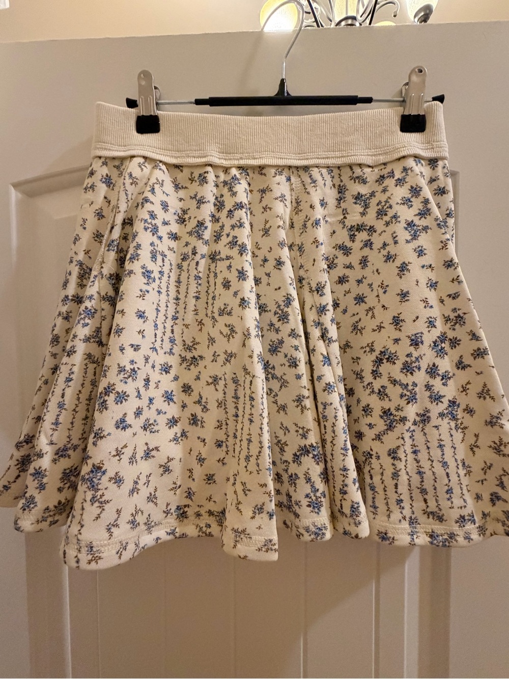 Peach Love California Cream Skort with Blue Floral Print